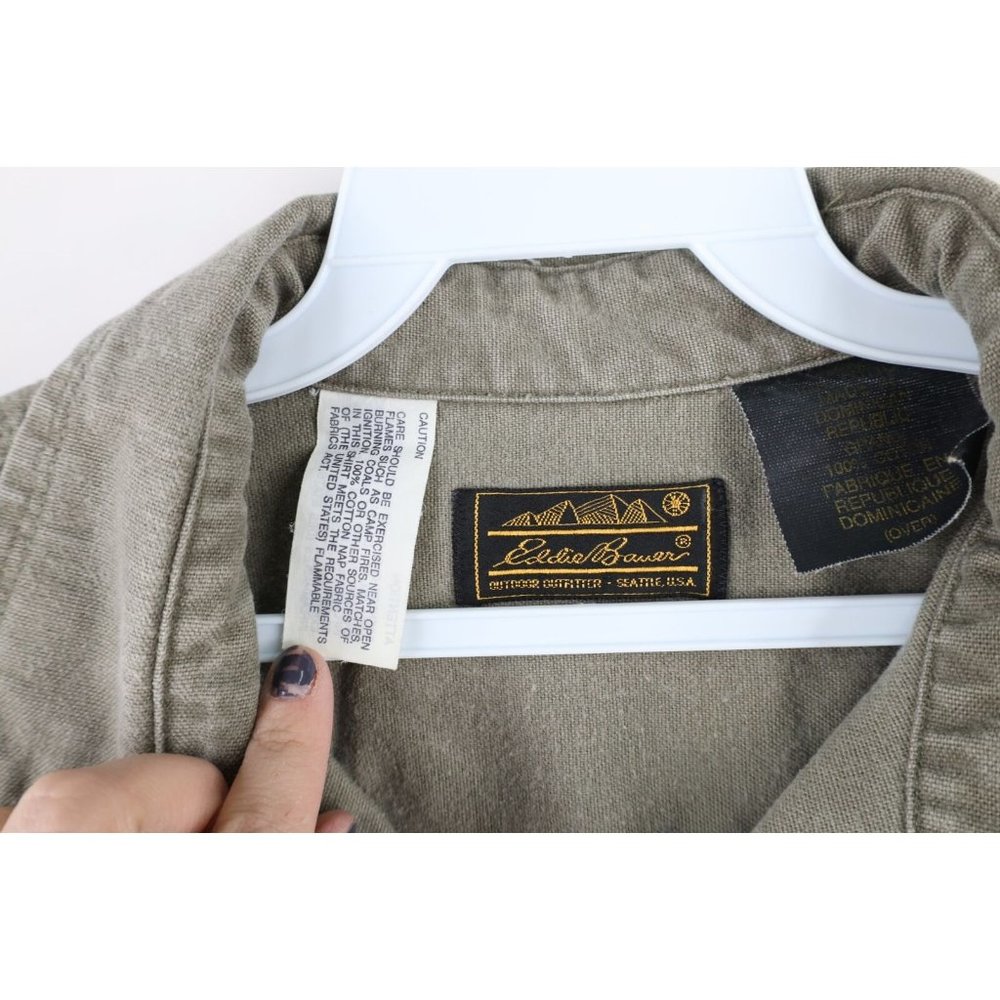 Vintage 90s Eddie Bauer Mens Large Faded Heavyweight Double Pocket Button Shirt - Picture 6 of 10